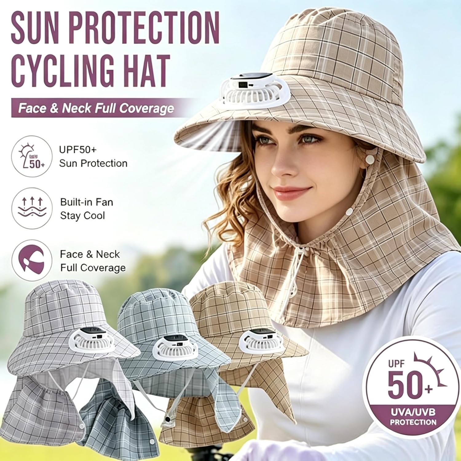 Outdoor Power Fan - 1PC Chapeau ventilateur solaire rechargeable par
