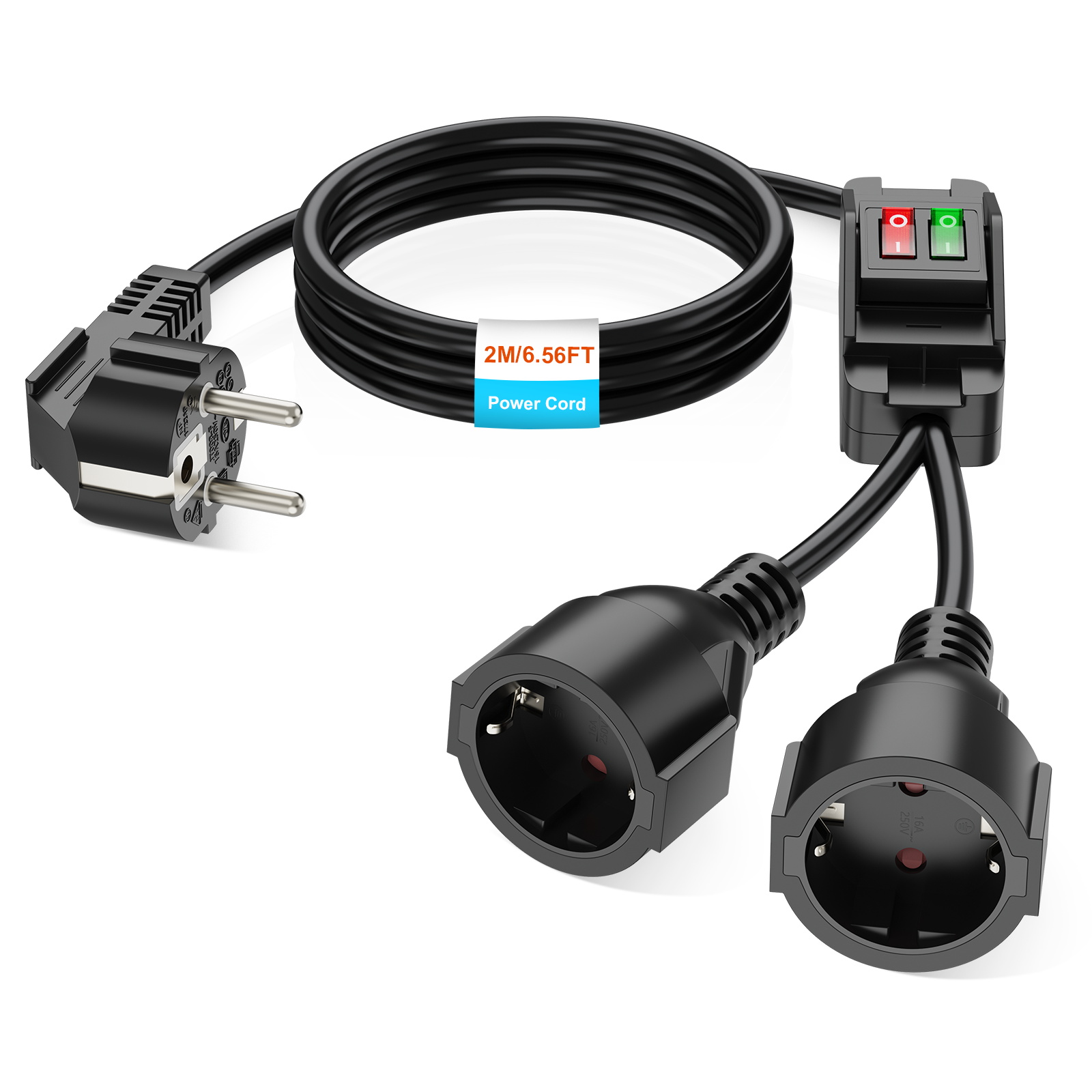 Outdoor Power Extension Cord - Rallonge électrique EU 40cm/2m, double prise,