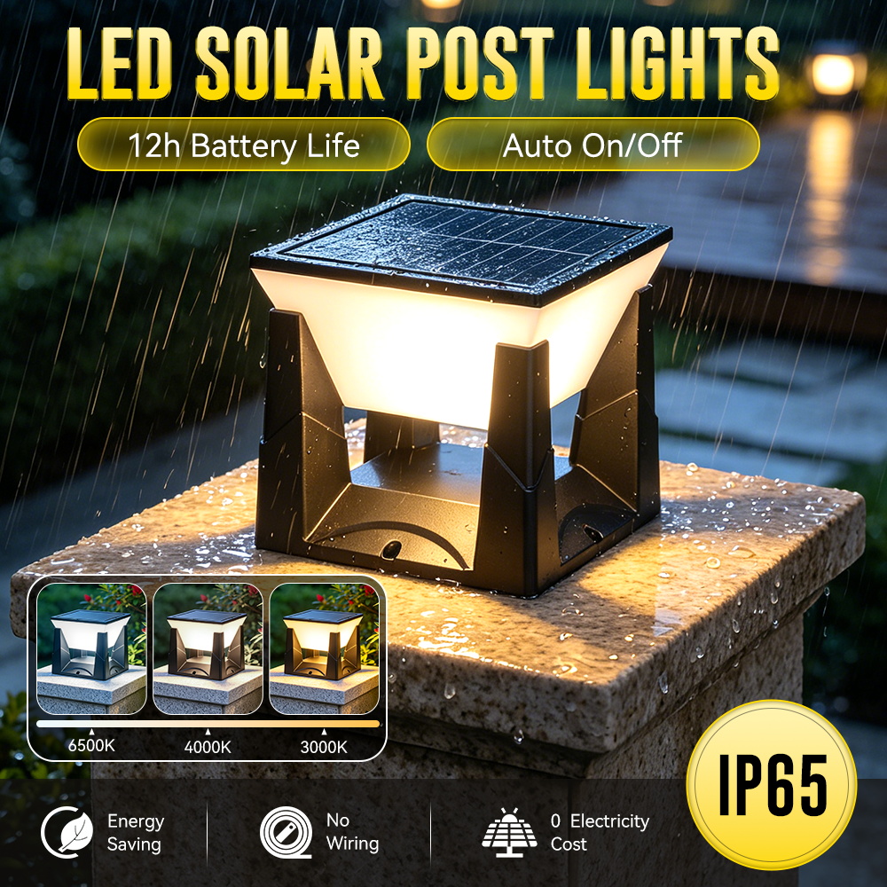 Outdoor Power Post - Lampe solaire à 3 couleurs, IP65,