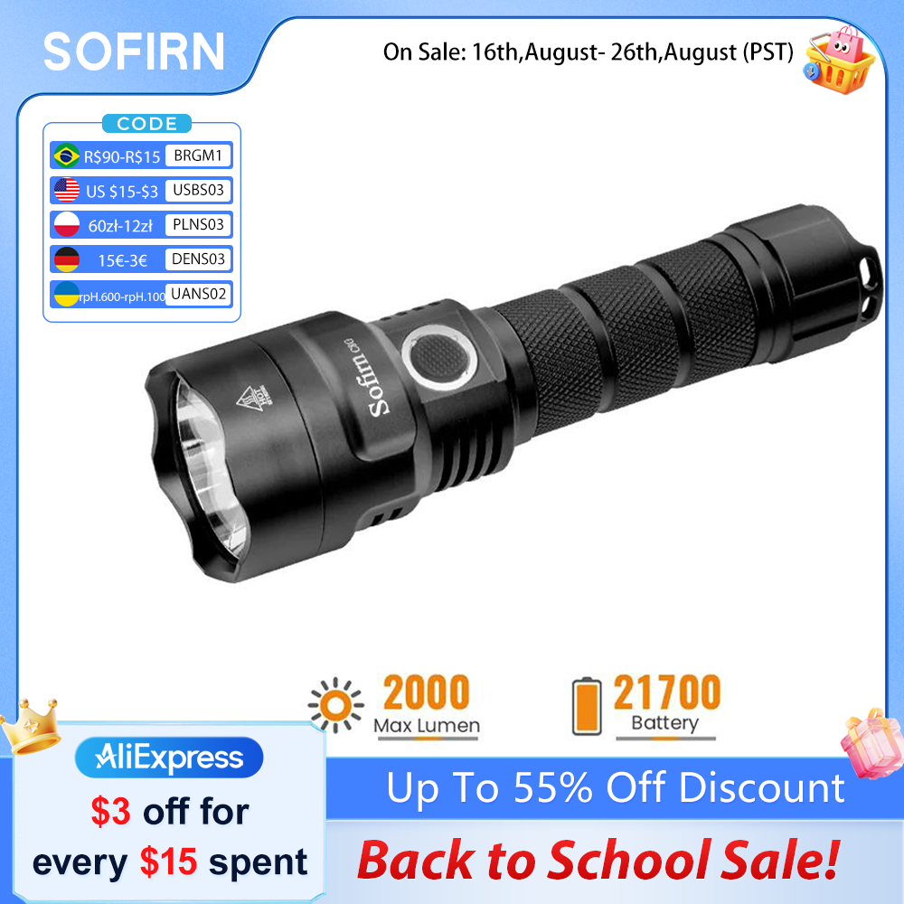 Outdoor Power Group - Lampe torche LED puissante SOFIRN C8G