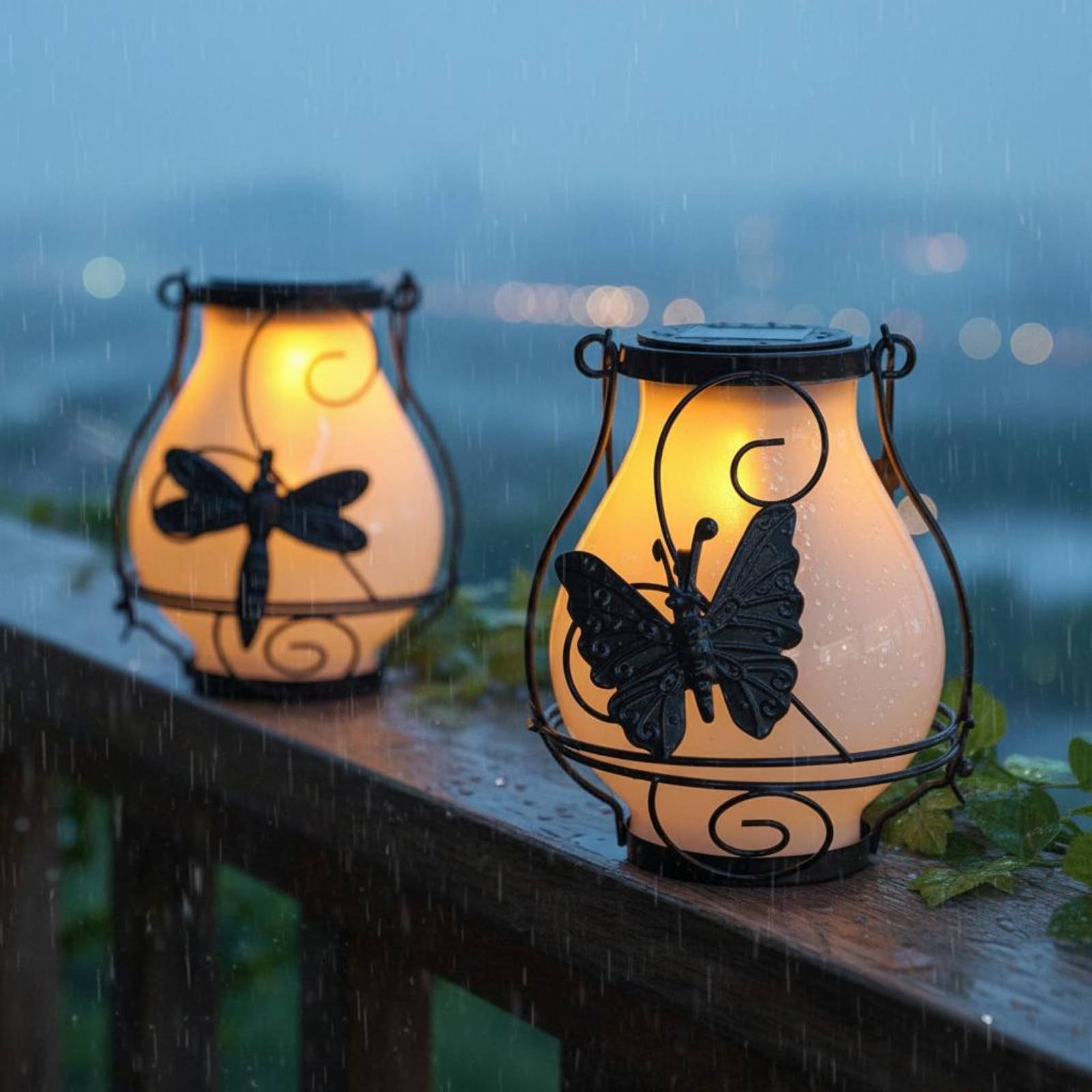 Outdoor Power Lights - Lanterne solaire en forme de papillon,