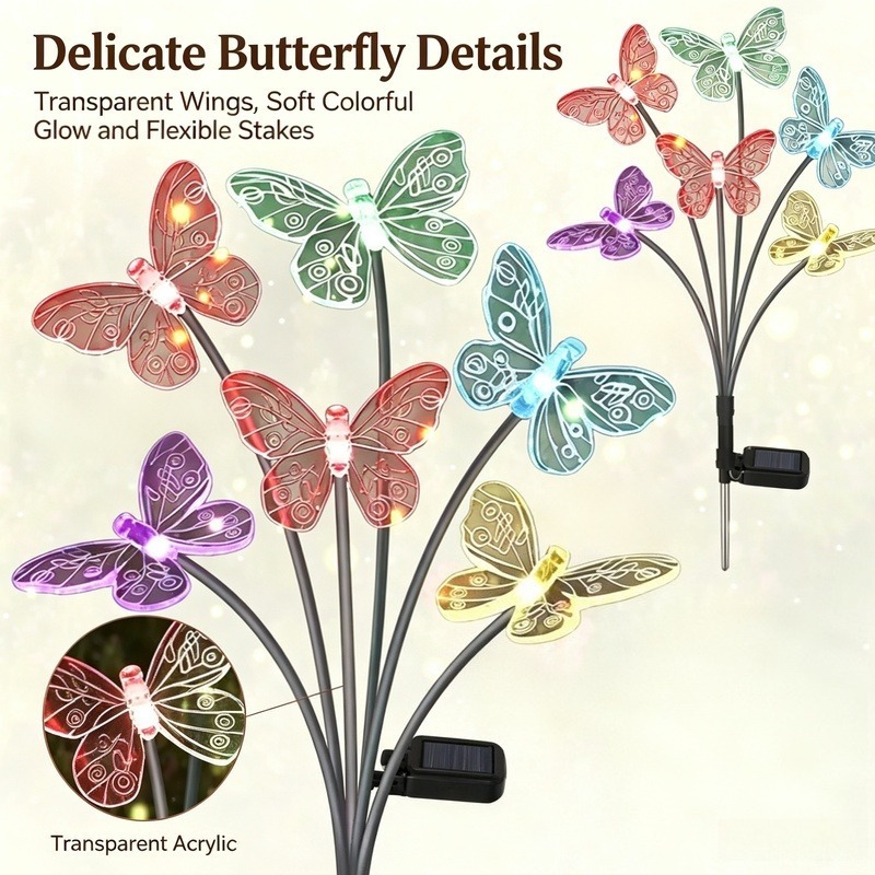 Outdoor Power Lights - Lampes solaires en forme de papillon,