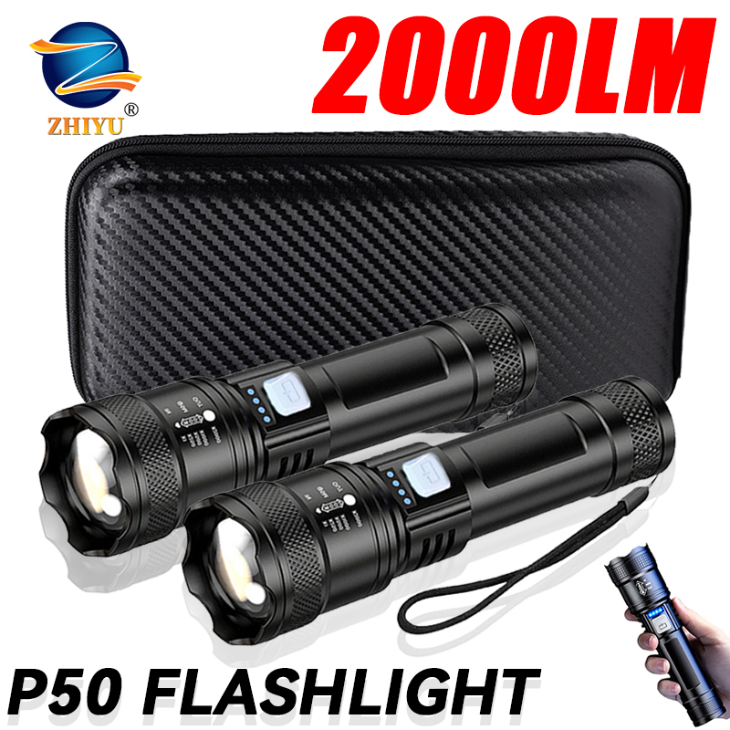 Outdoor Usb Power Bank - Lampe de poche tactique LED 2000LM,
