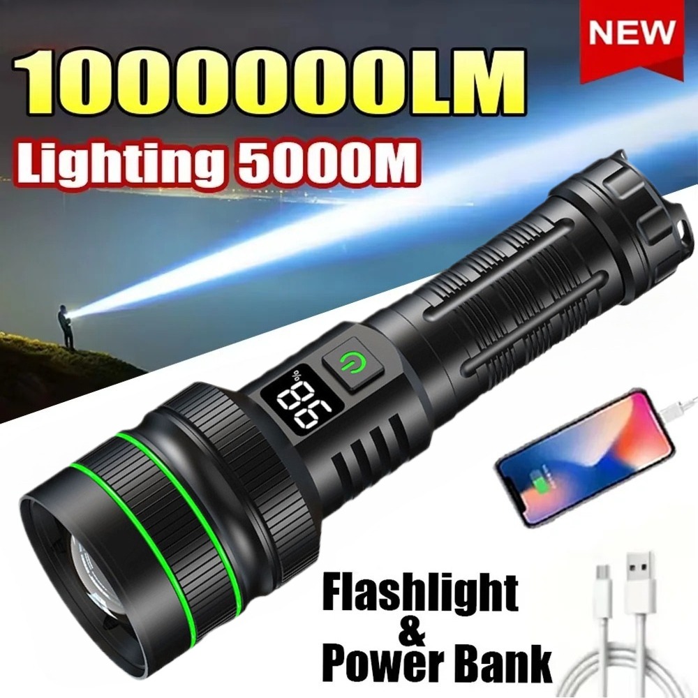 Outdoor Power Meter - Lampe de poche LED puissante, zoomable,