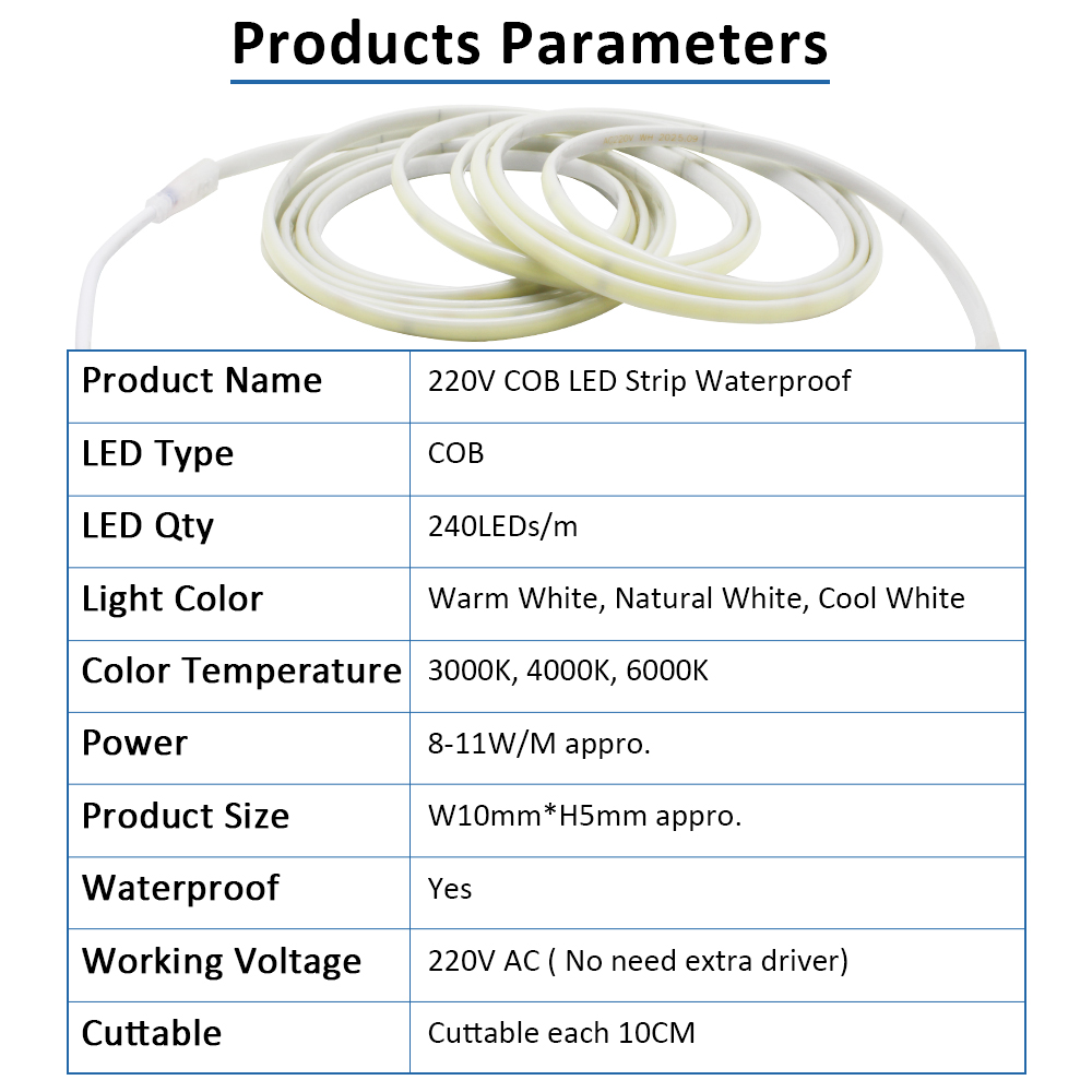 Bande Led COB étanche 220V IP6 - Outdoor Power Strip Weatherproof avis et prix