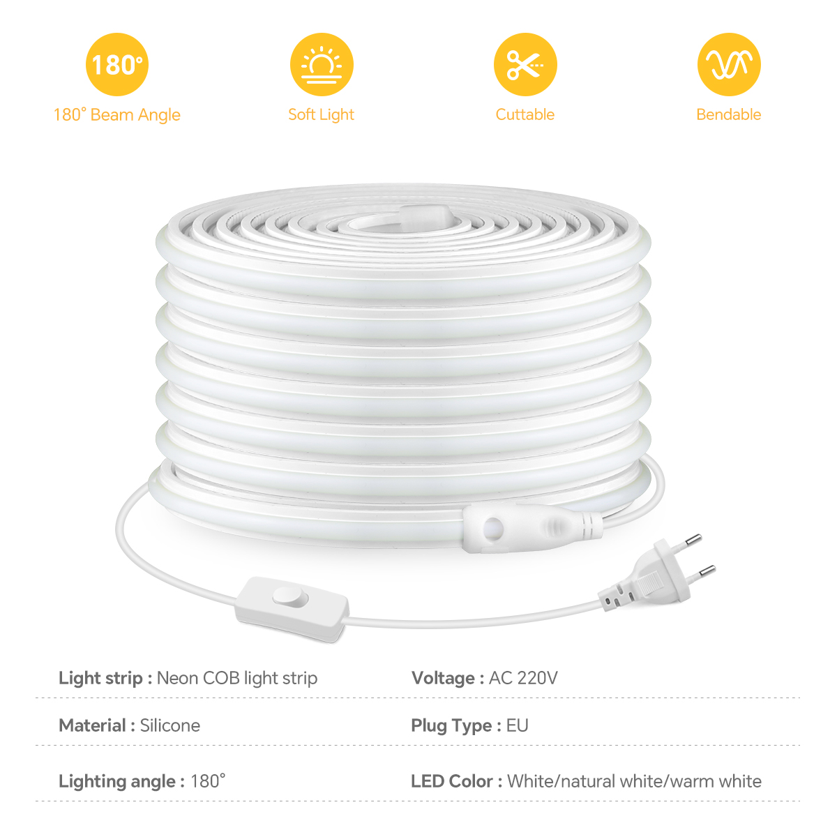 Bande LED COB 220V, haute dens - Outdoor Power Strip Weatherproof avis et prix