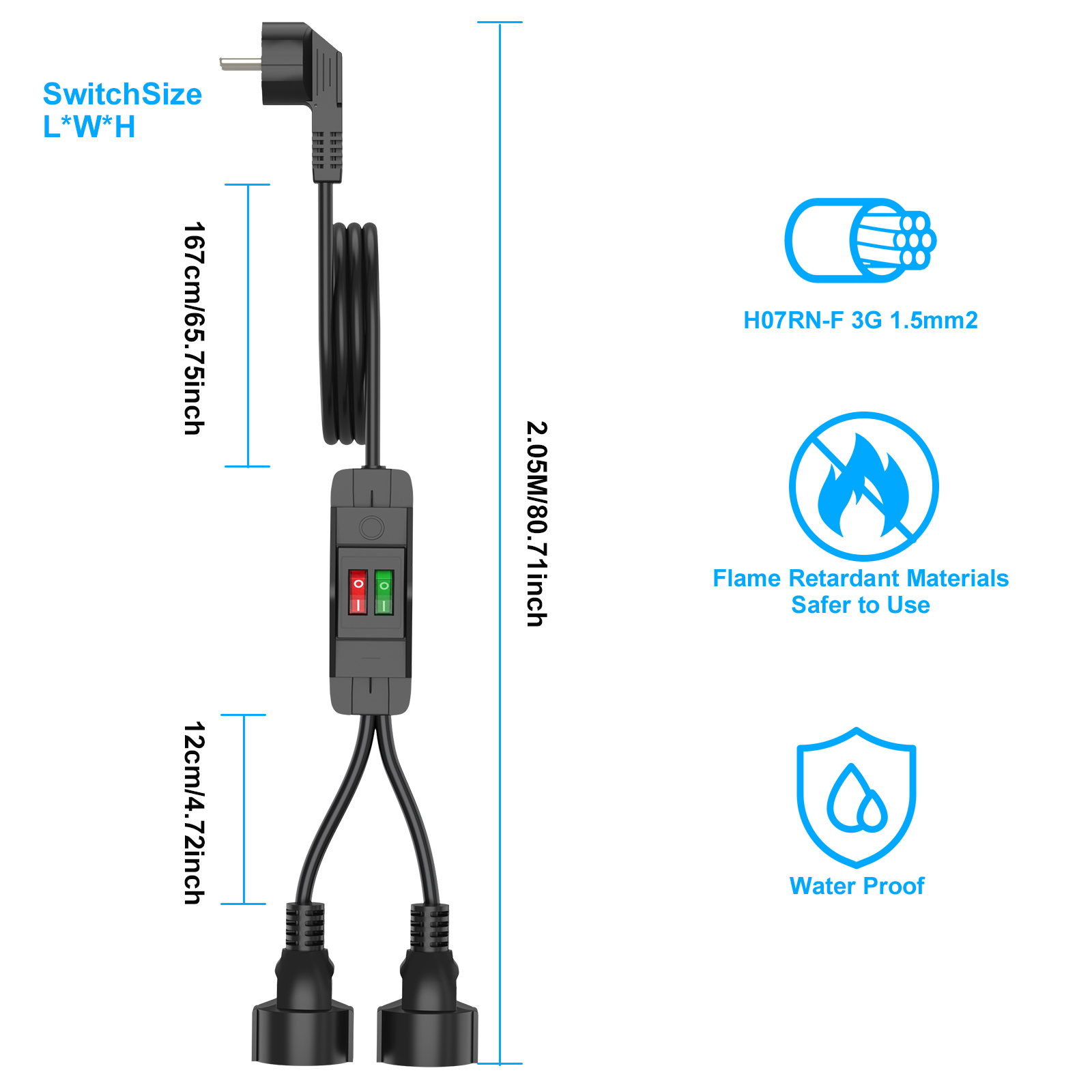 Rallonge de prise ue avec inte - Outdoor Power Extension Cord avis et prix